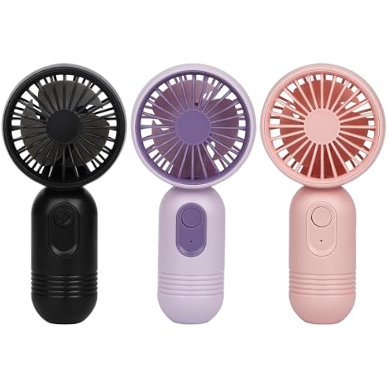 Ackdine Mini Portable Fan – Handheld Fan, 3 Pack USB Rechargeable Personal Fan, Battery Operated Lightweight Small Makeup/Pocket Fan with 3 Speeds For Stylish Girl Boys Women Men Office Outdoor Travel