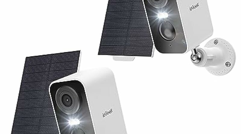 Solar Security Cameras Wireless Outdoor with Solar Panel, ieGeek 2 Pack 2K WiFi Wireless Camera for Home Security Surveillance, Motion Detection, 2-Way Talk, Works with Alexa, Color Night Vision