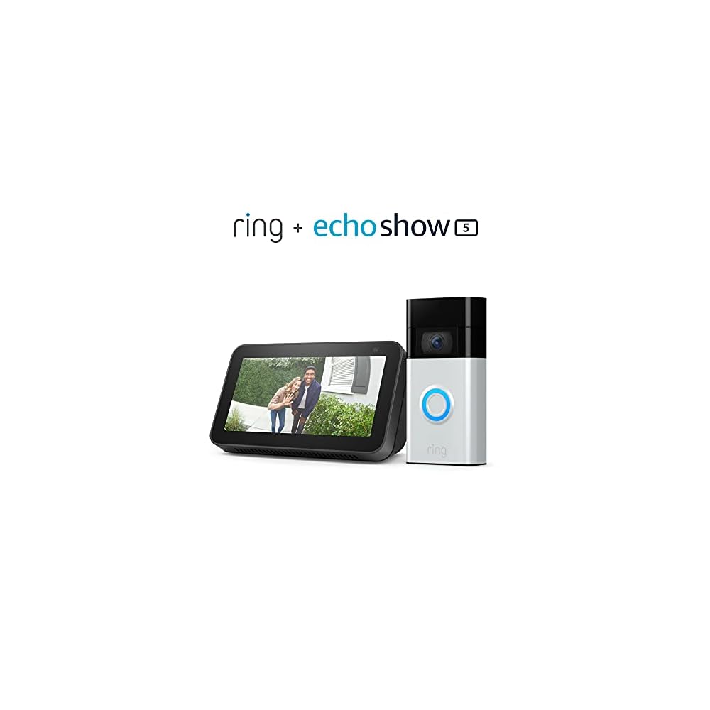 Ring Video Doorbell, Satin Nickel (2nd Gen, 2020 release) with Echo Show 5 (2nd Gen)