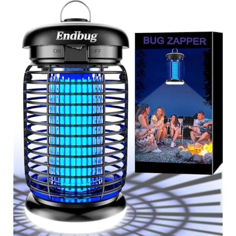 Endbug Bug Zapper Outdoor with LED Light, Mosquito Zapper Outdoor, 4200V Electric Bug Zapper, 5ft Power Cord, IPX6 Waterproof Fly Trap, 2-in-1 Fly Zapper Indoor for Patio Garden Backyard Home, Plug in