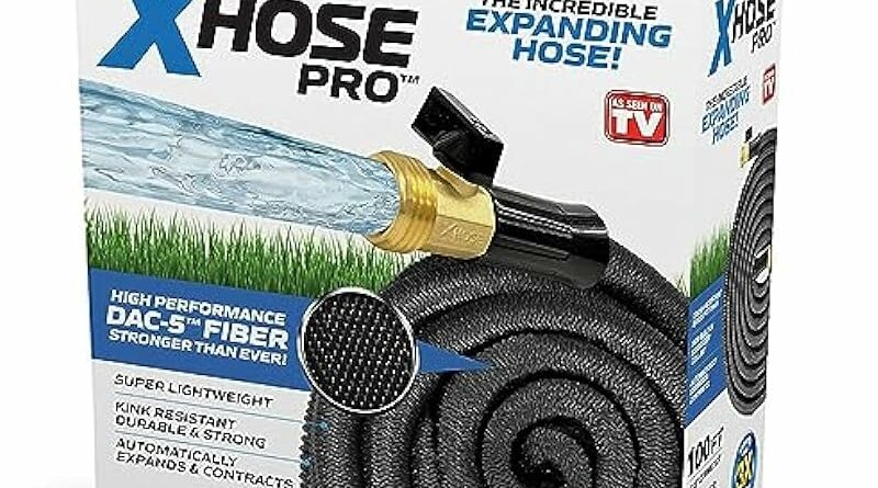 X-Hose Pro Expandable Garden Hose 100Ft Water Hose, Flexible Garden Hose, Heavy Duty Lightweight Retractable Weatherproof, Crush Resistant Fittings, Kink Free Expandable Hose as Seen on TV