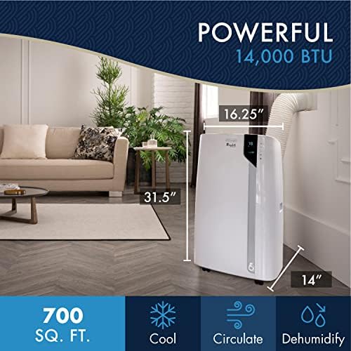 De’Longhi Portable Air Conditioner 14,000 BTU,cool extra large rooms up to 700sqft,remote,energy saving mode,extremely quiet,dehumidifier,fan,programmable,window venting kit,AC Unit for room,EX390LVYN