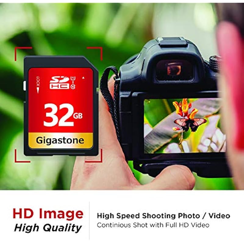 Gigastone SD Card 32GB 5-Pack UHS-I U1 Class 10 SDHC Memory Card High-Speed Full HD Video Canon Nikon Sony Pentax Kodak Olympus Panasonic Digital Camera