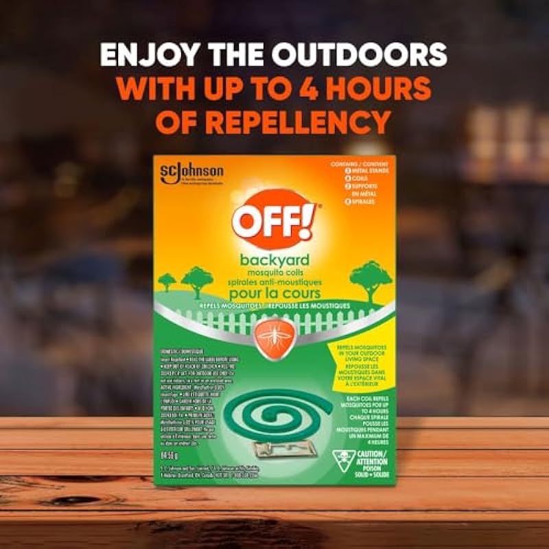 OFF! Backyard Mosquito Repellent Coils, Ideal for Camping and Outdoors, Up to 4 Hours of Protection, 2 Metal Stands and 8 Coils