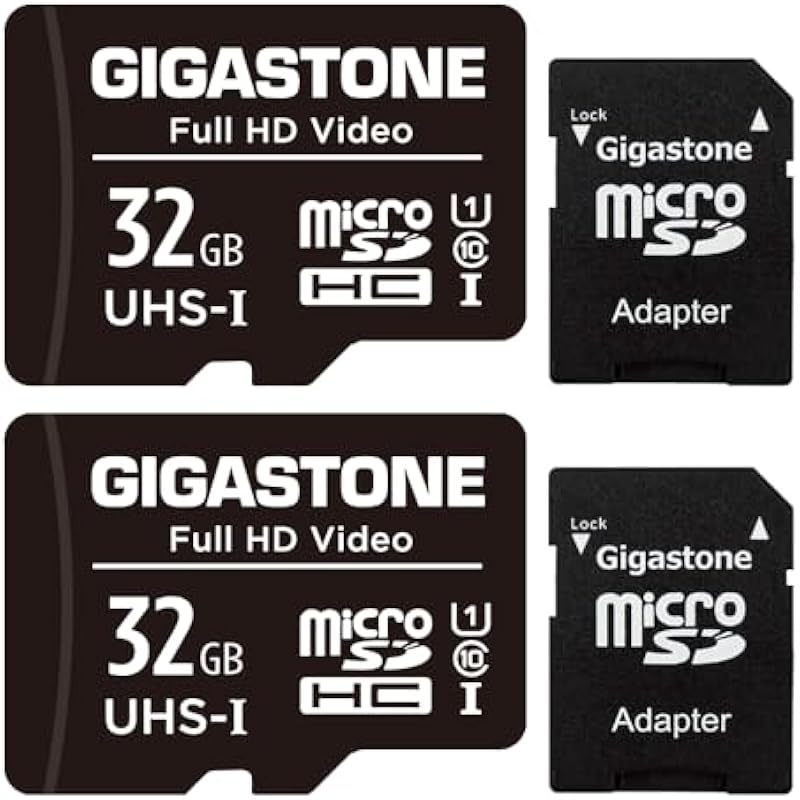 Gigastone 32GB 2-Pack Micro SD Card, FHD Video, Surveillance Security Cam Action Camera Drone Professional, 90MB/s Micro SDXC UHS-I U1 Class 10