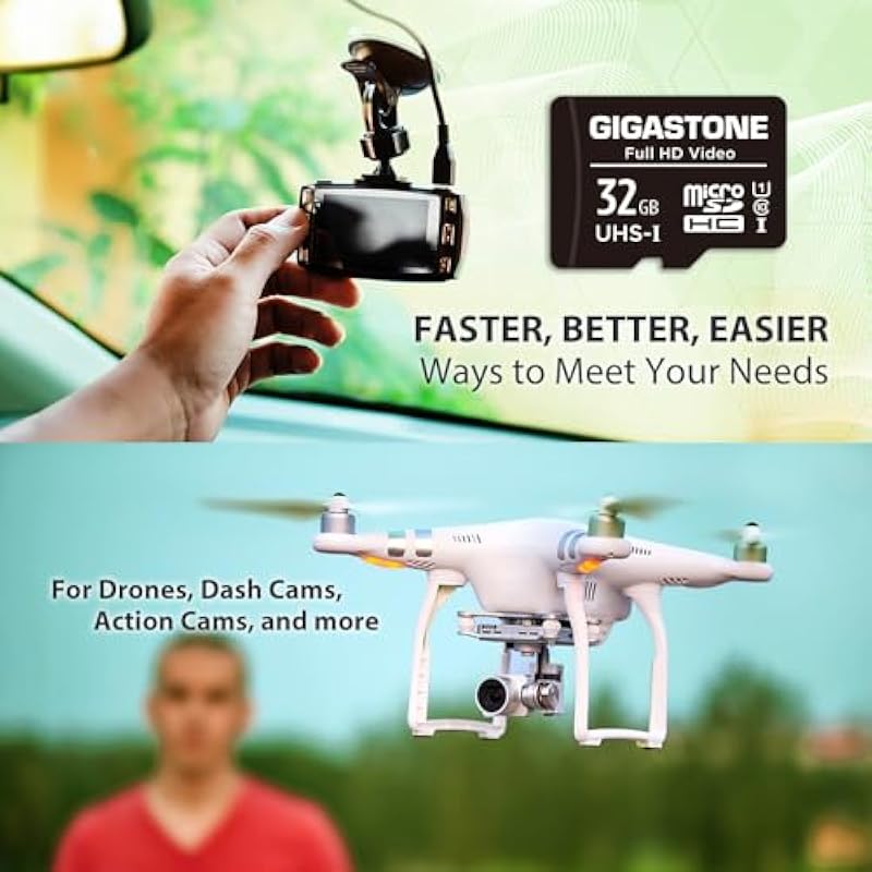Gigastone 32GB 2-Pack Micro SD Card, FHD Video, Surveillance Security Cam Action Camera Drone Professional, 90MB/s Micro SDXC UHS-I U1 Class 10