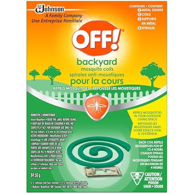 OFF! Backyard Mosquito Repellent Coils, Ideal for Camping and Outdoors, Up to 4 Hours of Protection, 2 Metal Stands and 8 Coils